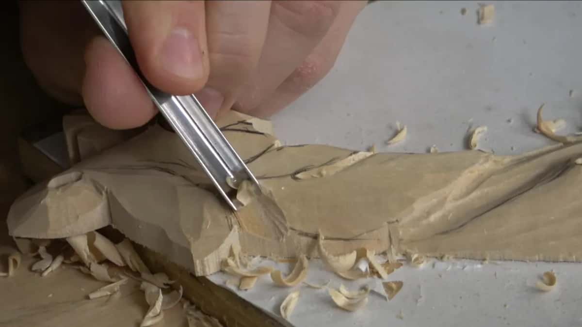 Spoon gouge in a hollow no flat blade reaches.