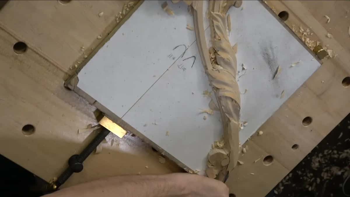 Panel turned on the bench so the run of the ground can be judged from a low angle.