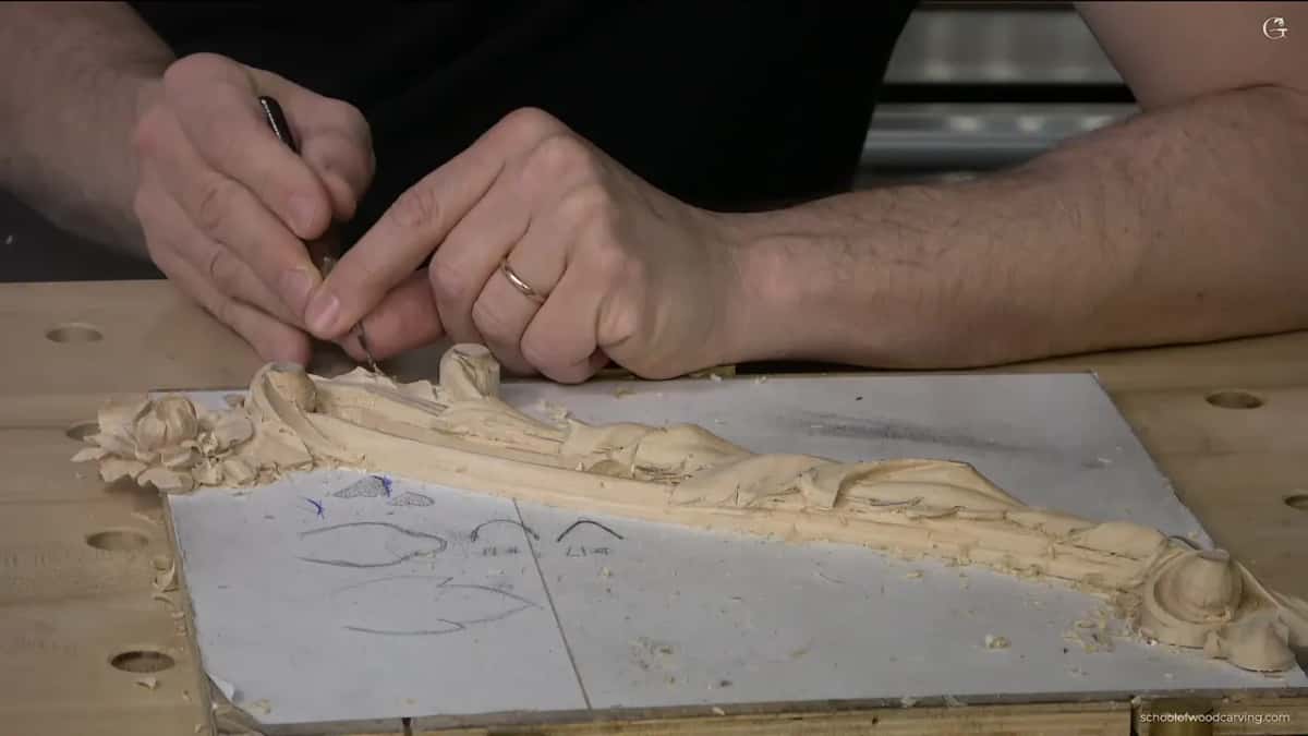 Pencil marking the molding before any waste comes off it.