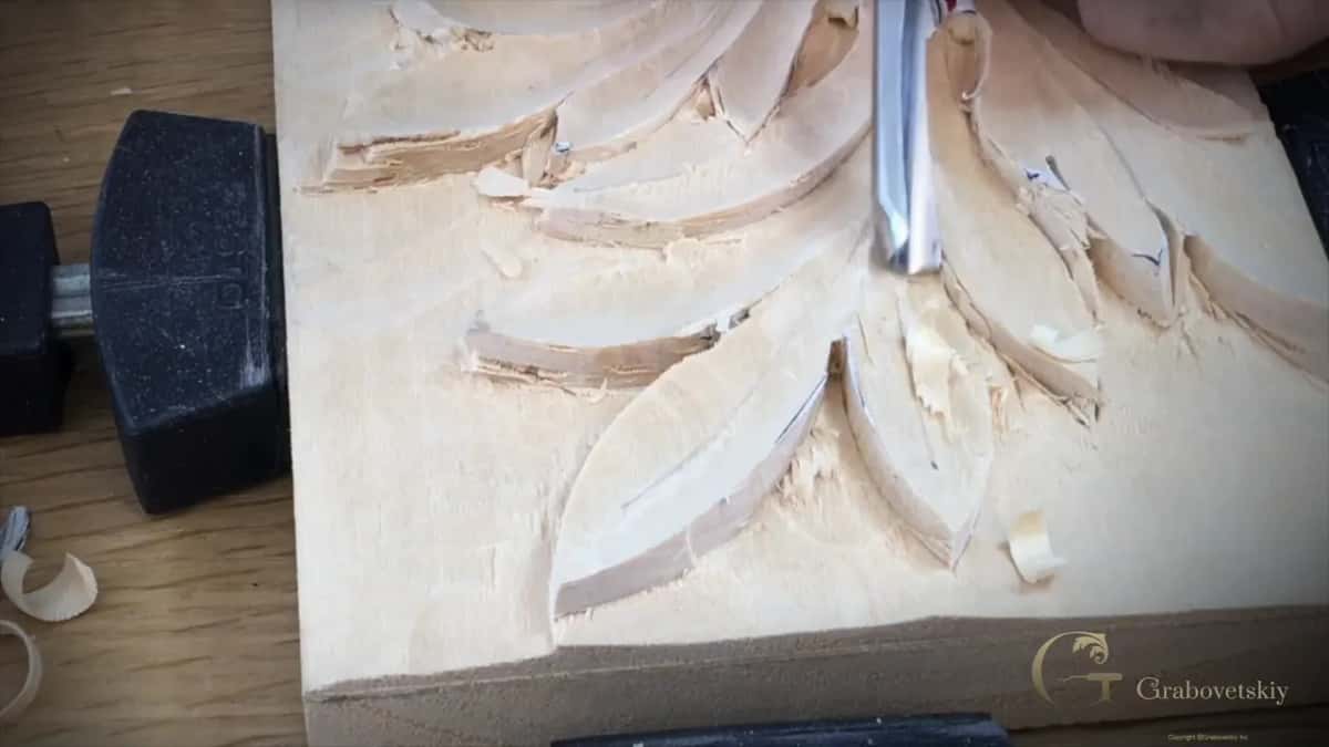 Corner of the blade only.
