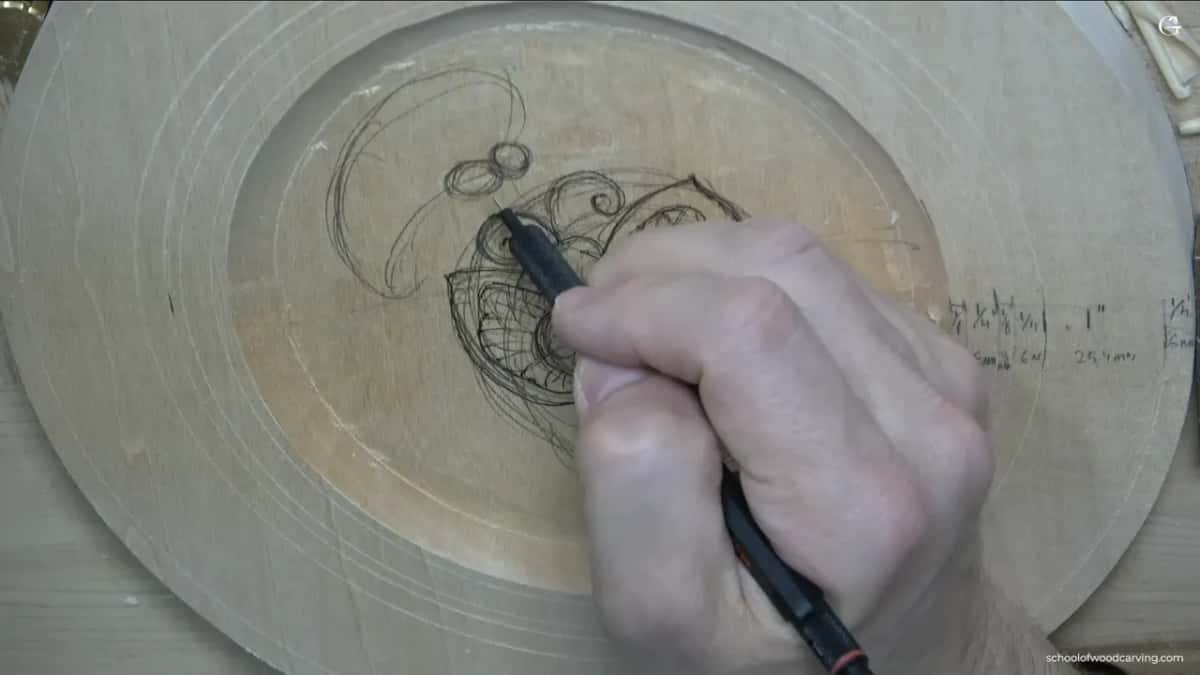 Two small ovals near the top become the head and chest of the sideways butterfly.