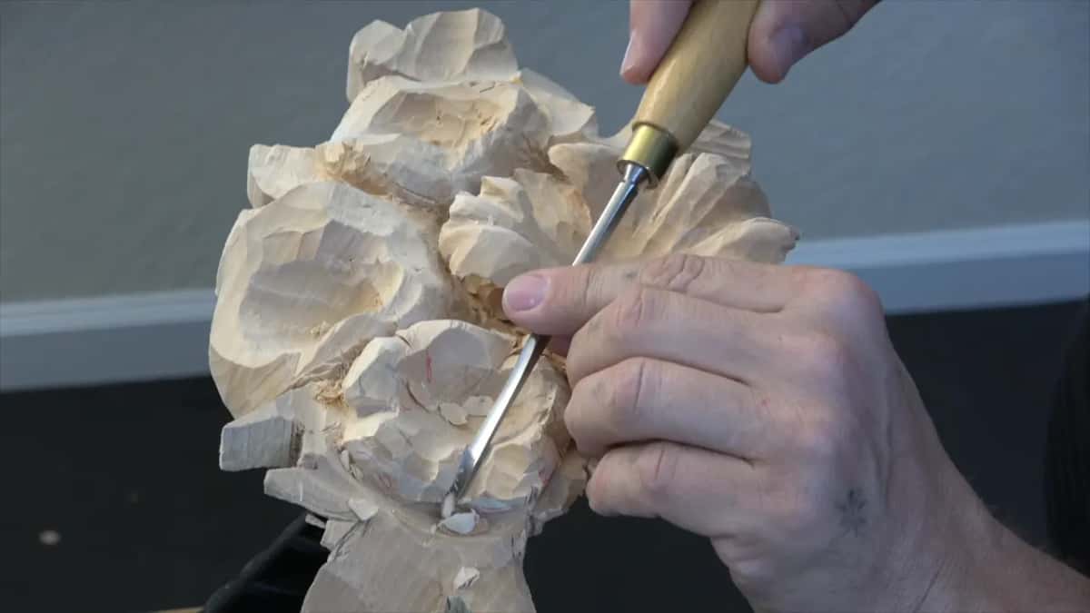 Gouge turned over in both hands