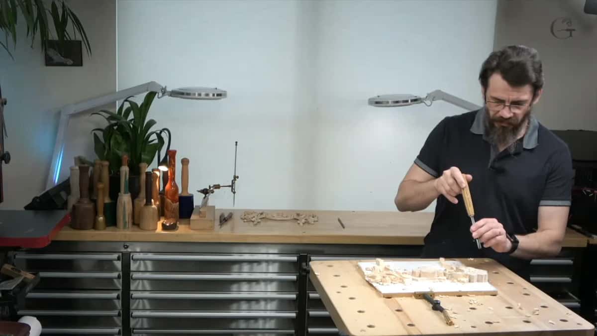 Number sixteen V tool going into the corner, shown once rather than used from conviction