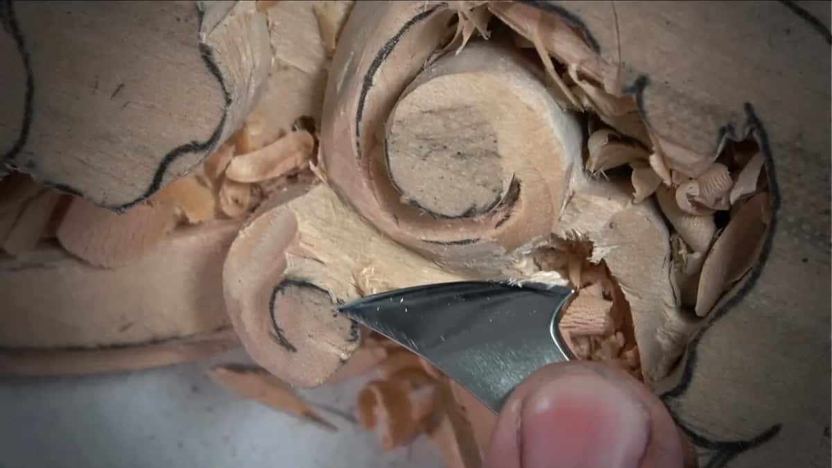 Only the heel of the blade doing the work