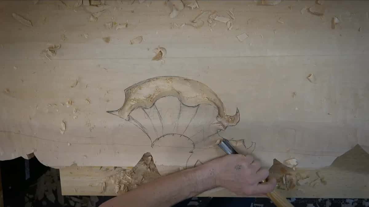 A gouge starts on the pencil shell.