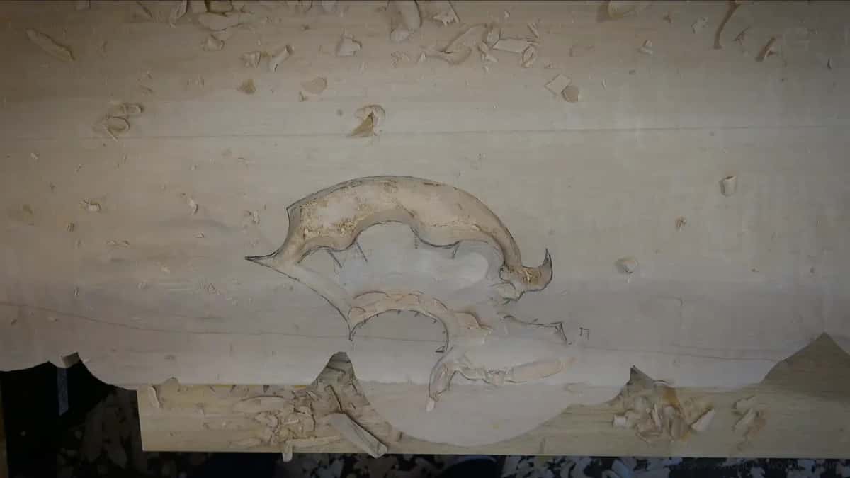 Shell outlined, fan barely started