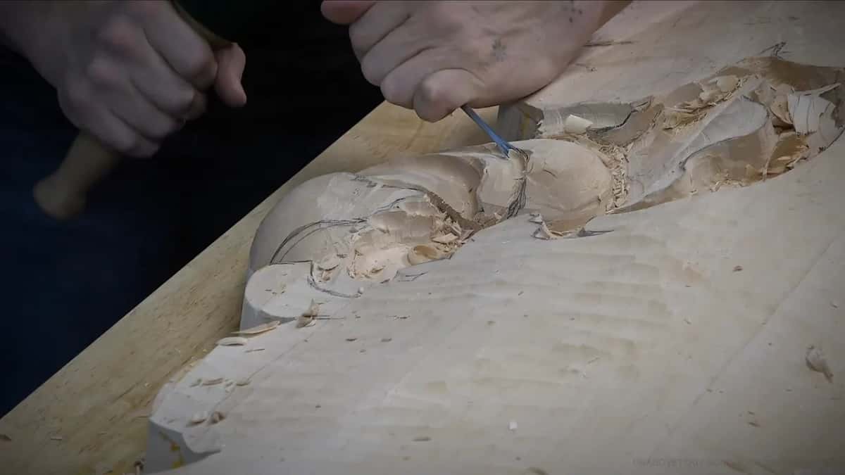 A small gouge slips under the edge of a claw
