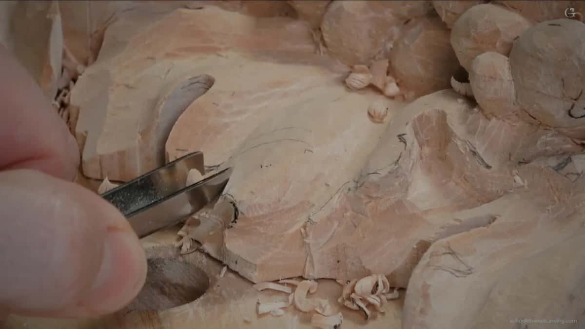Chips leaving the blade as a seven millimetre veiner rolls a second wave in beside the first hollow