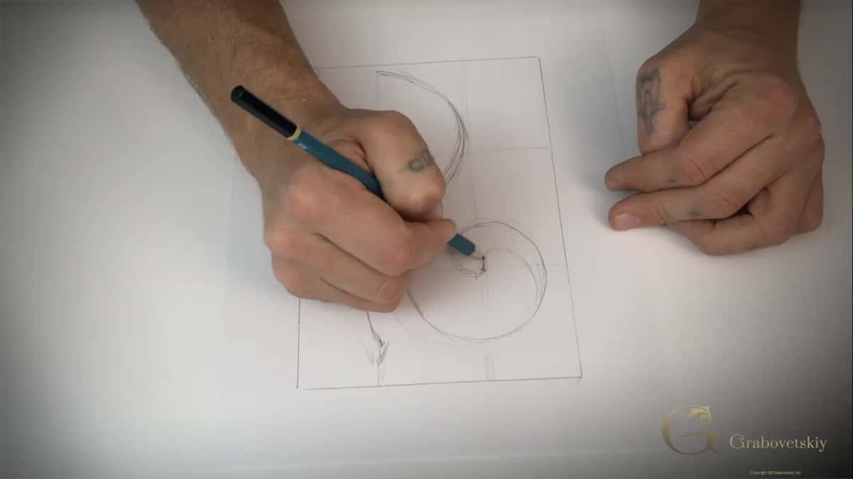 Pencil at a big spiral's center