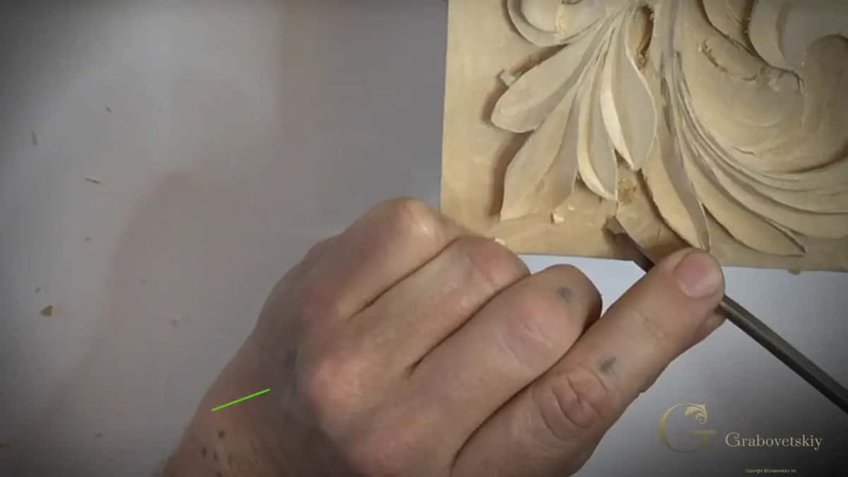 Thin tool in from the lower right