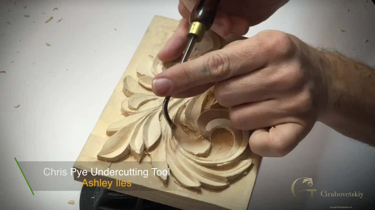The caption reads Chris Pye undercutting tool, made by Ashley Iles