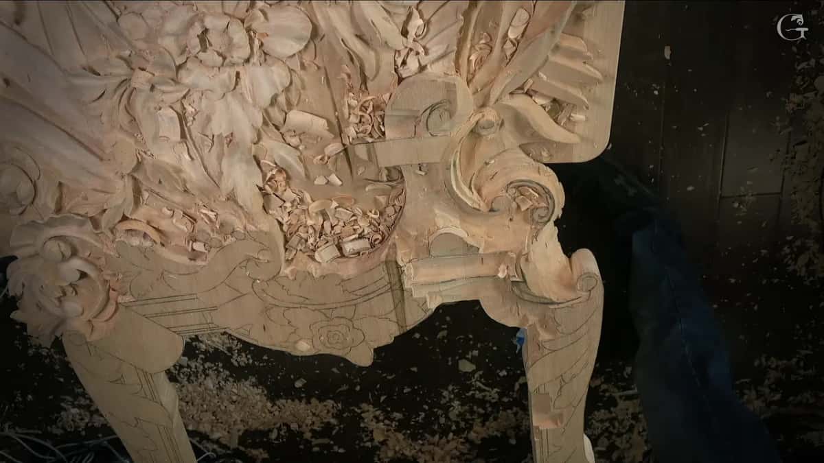 Panel edge from low down, roughed molding band running along it