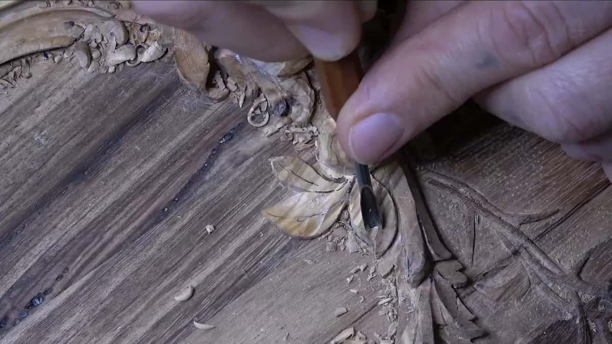 Small gouge raising ridges on a leaf