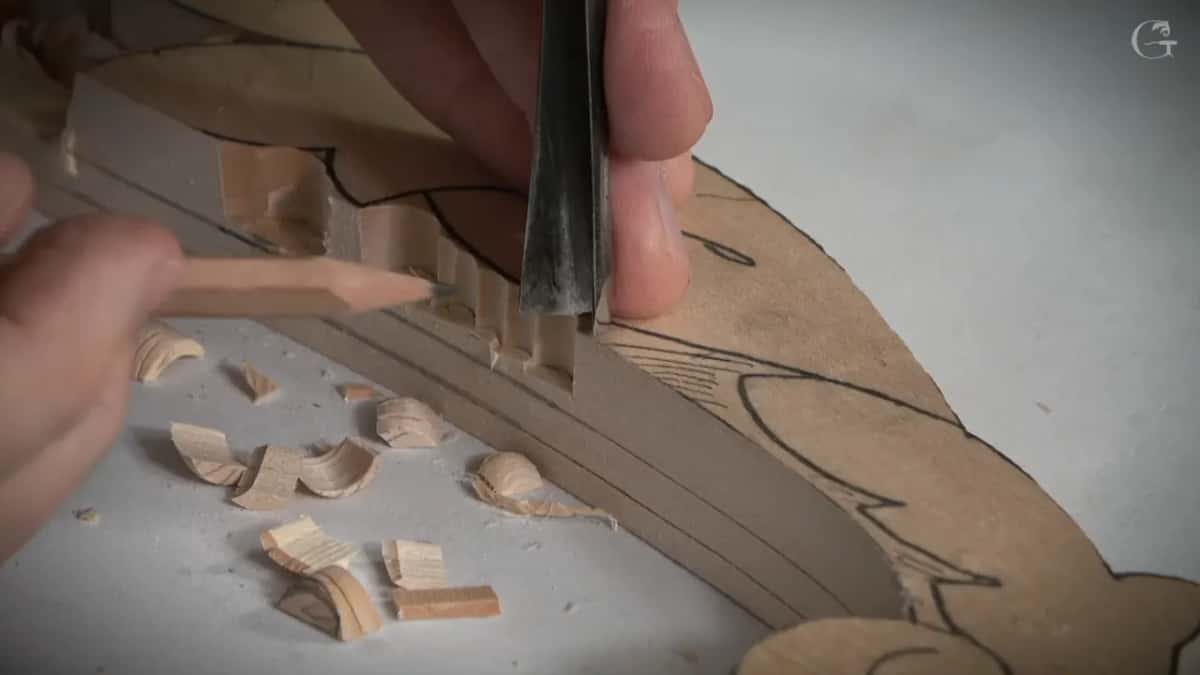 Each chop landing in the middle of the last one.