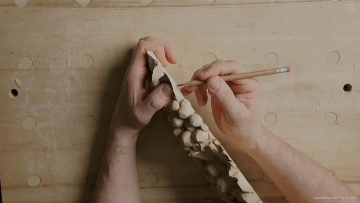 Pencil at the edge of the board, marking how thin it is getting there