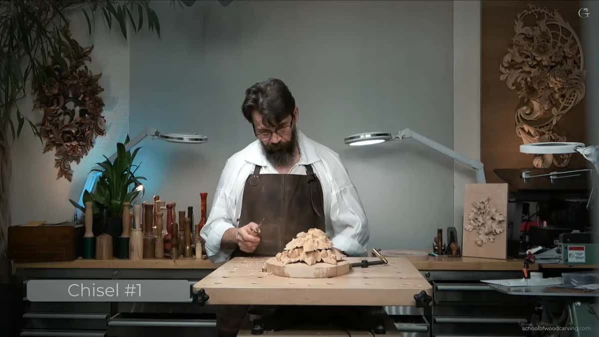 Standing to the skew, the video captioning it Chisel number 1