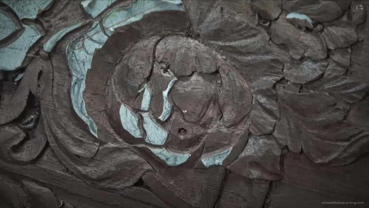 Nothing in shot but the carving itself.