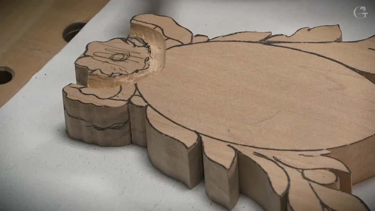 Stepped rough carving around the flower