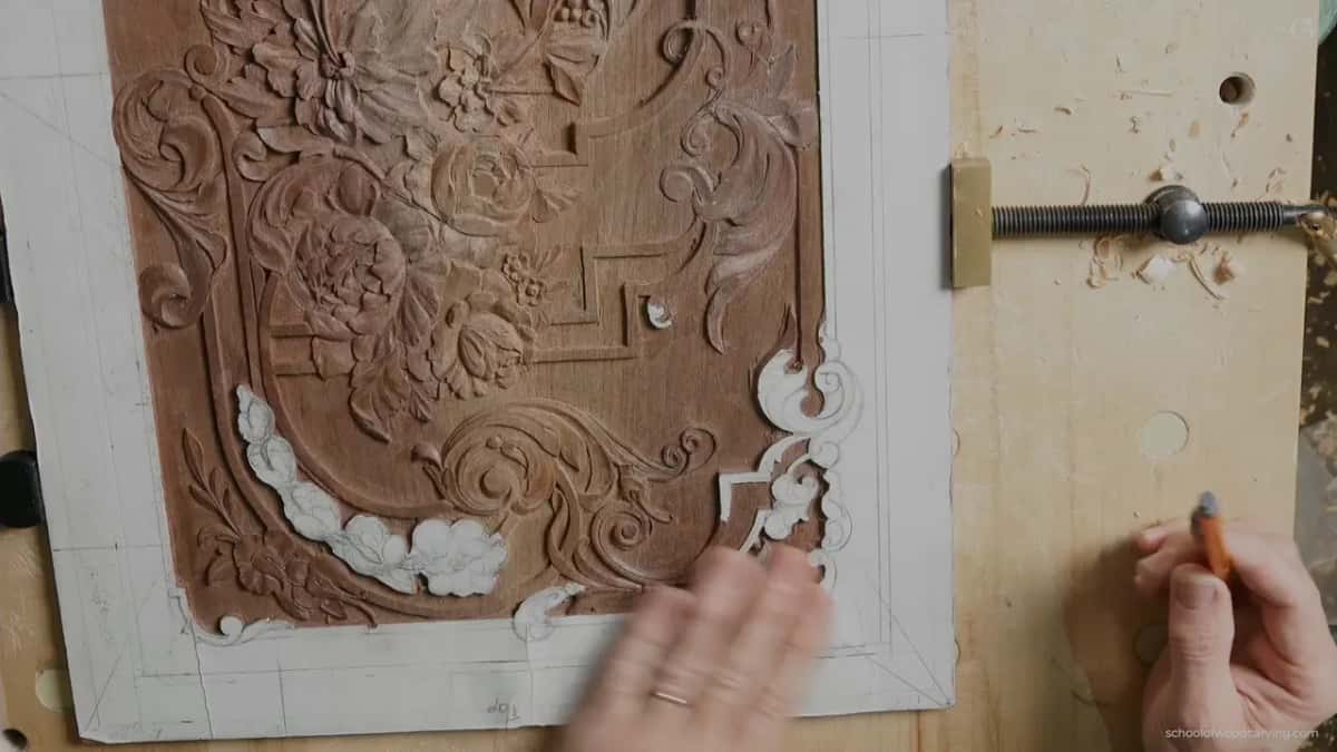 Walnut panel from above, paper pattern still glued over the corner nobody has touched yet.