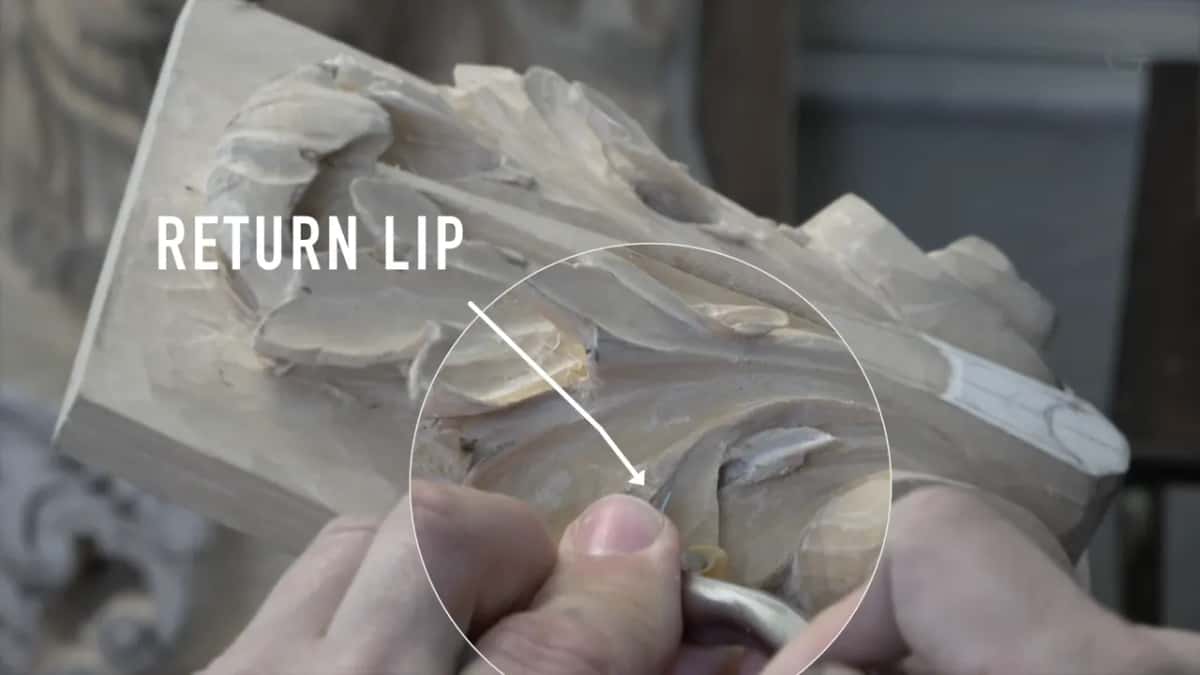 An annotation on screen circles one small form and labels it the return lip