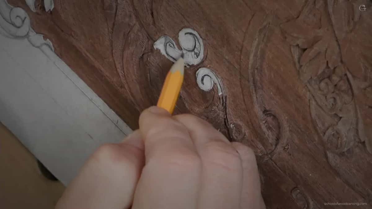 Pencil tip at the two millimetres of width being kept for the lean.