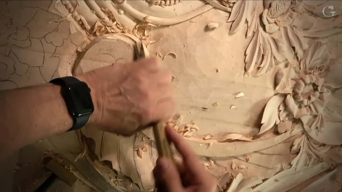 Watch on the wrist, a gouge travels down a lowered channel