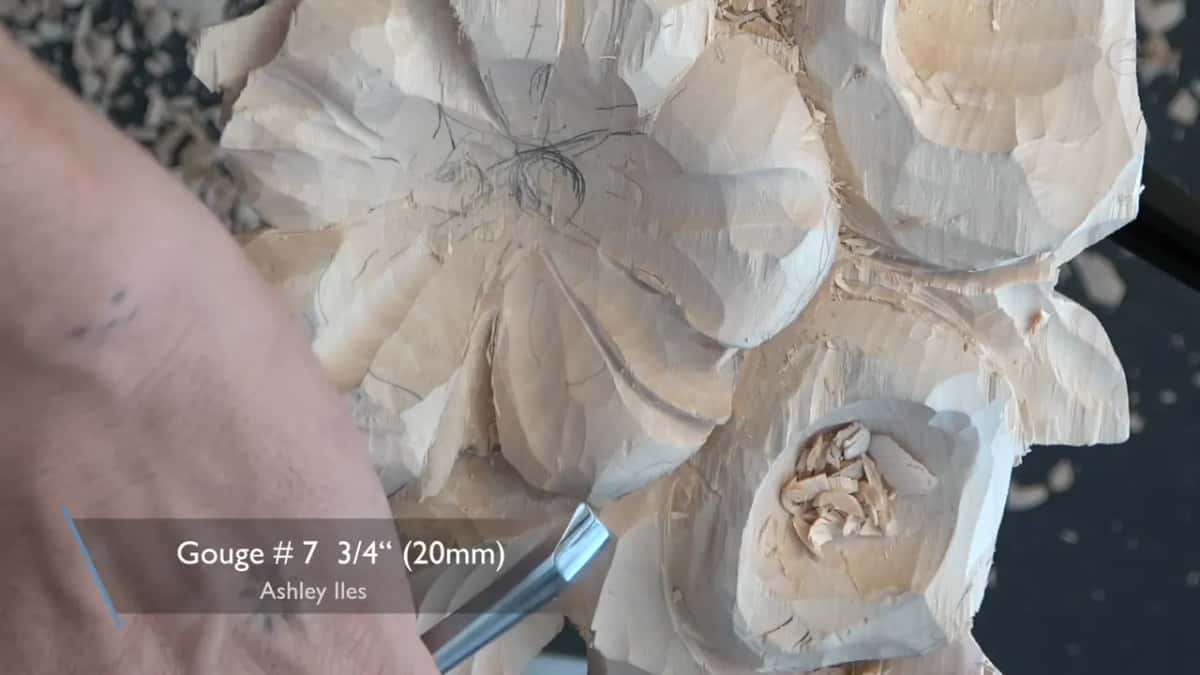 Wide gouge entering from below