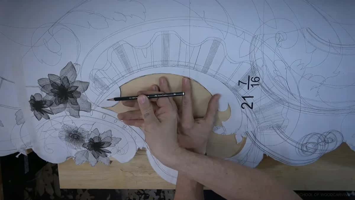 An 8B pencil Pencil tracing a line straight through the paper pattern
