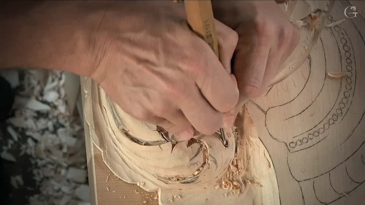 Fist pressing a gouge down