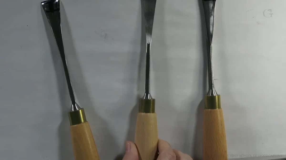 Two blades close together, one bevel long, the other short.