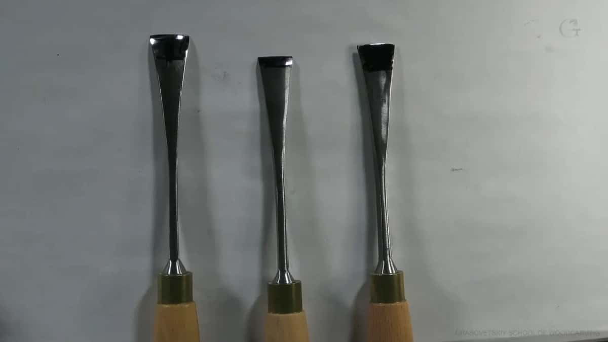 Both tools stood up, the pair I grind differently for hardwood.