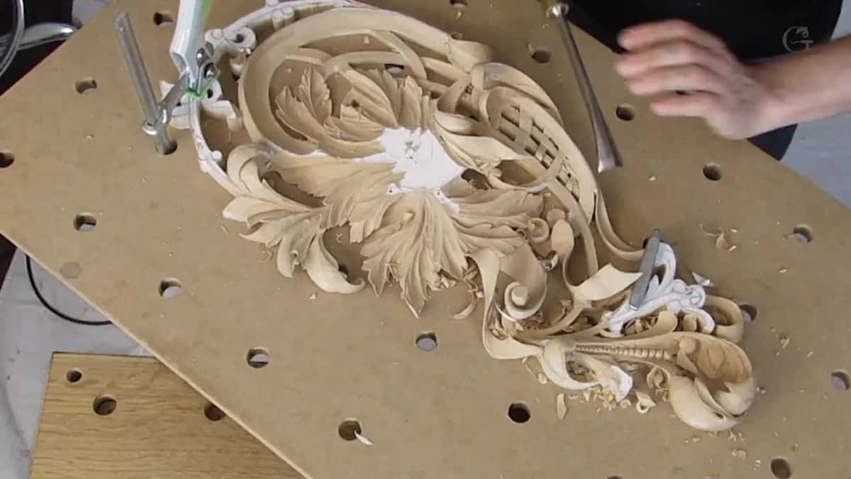 The board turned on a slant, a clamp at top left