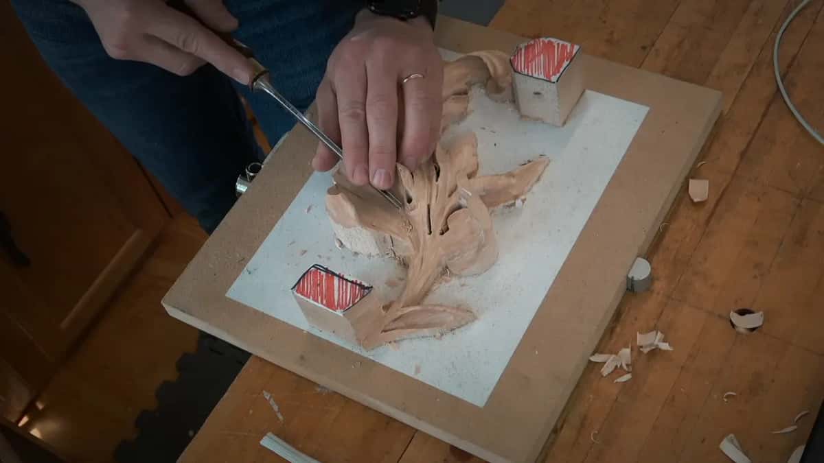Two hands steady a fine tool along one lobe