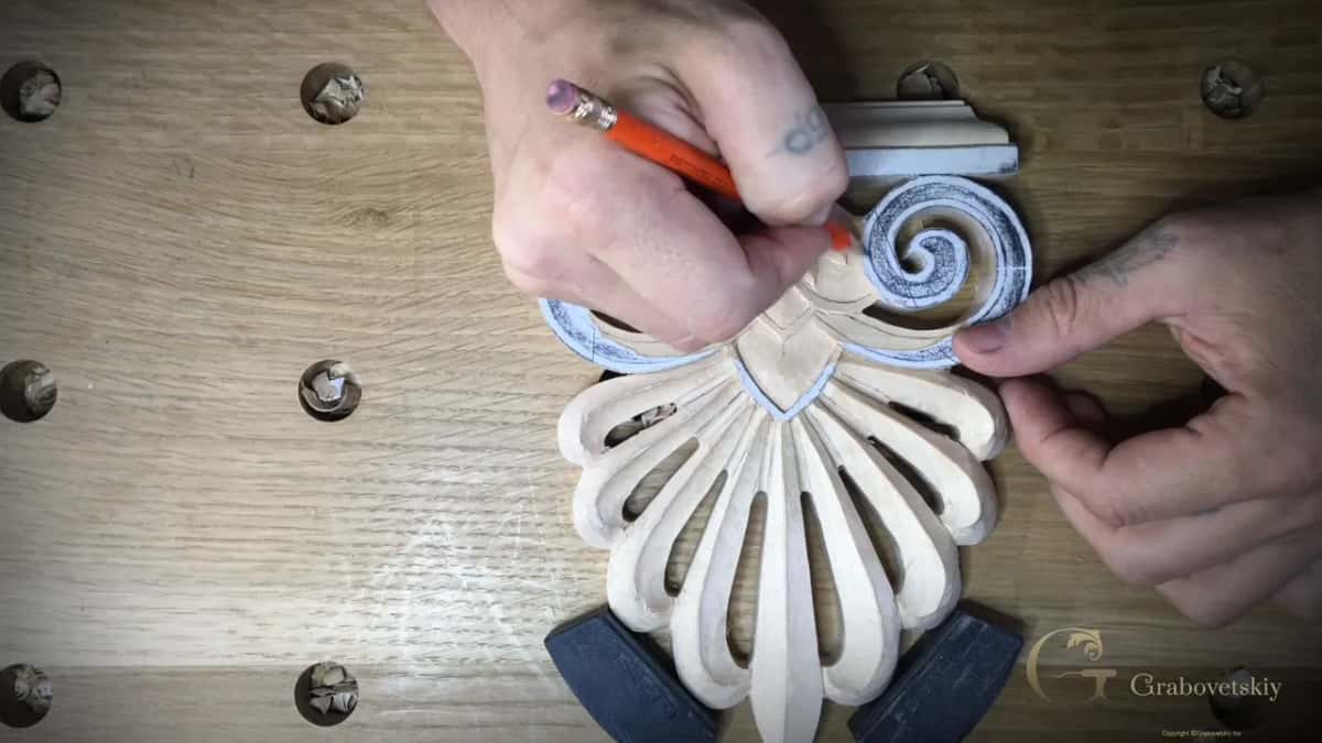 Pencil going over the spiral line again