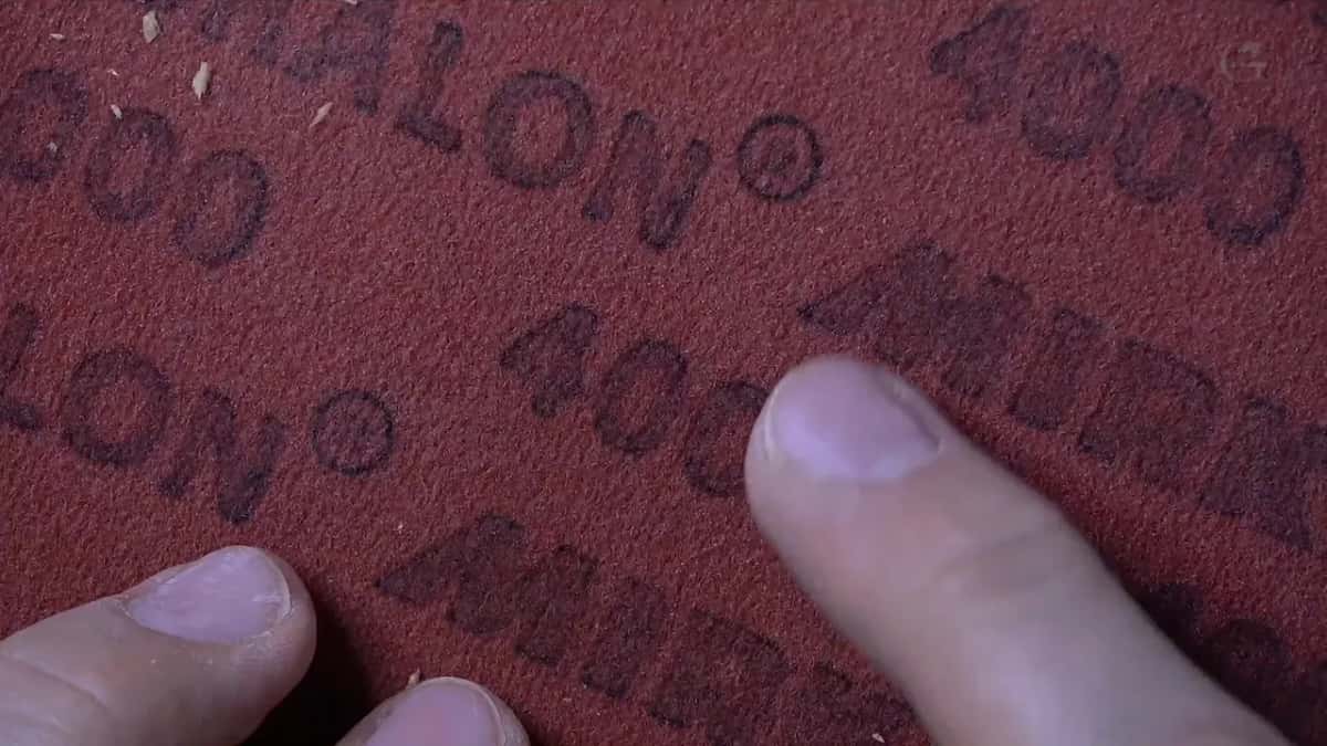 A red Mirka Mirlon pad printed with 4000.